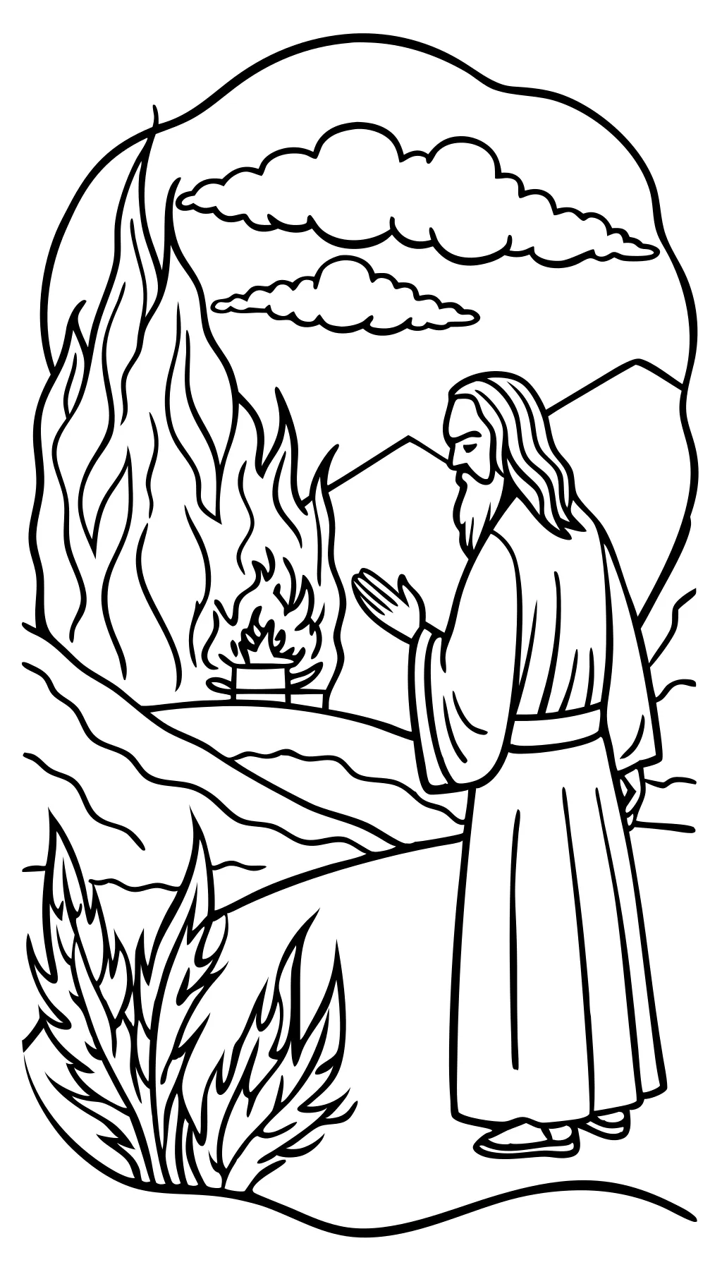 moses burning bush coloring page